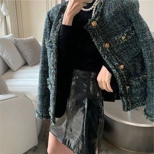 Fashionista Tweed Dark Forest & Black/Gold Jacket